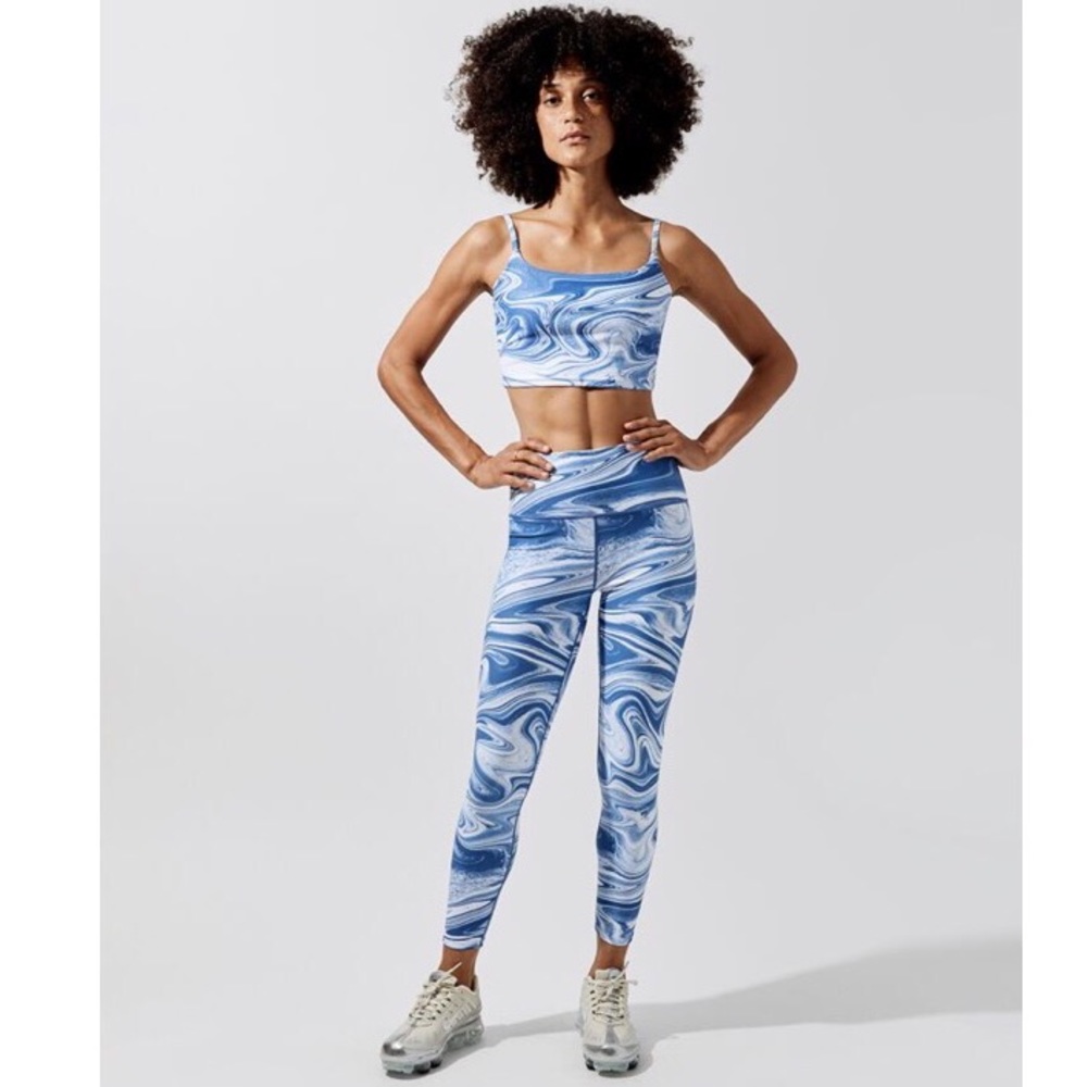 CARBON38 Workout Set Printed Blue Swirl Print size XS